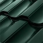 Глянцевое покрытие металлочерепицы Нордо Ral 6005 цвет зеленый